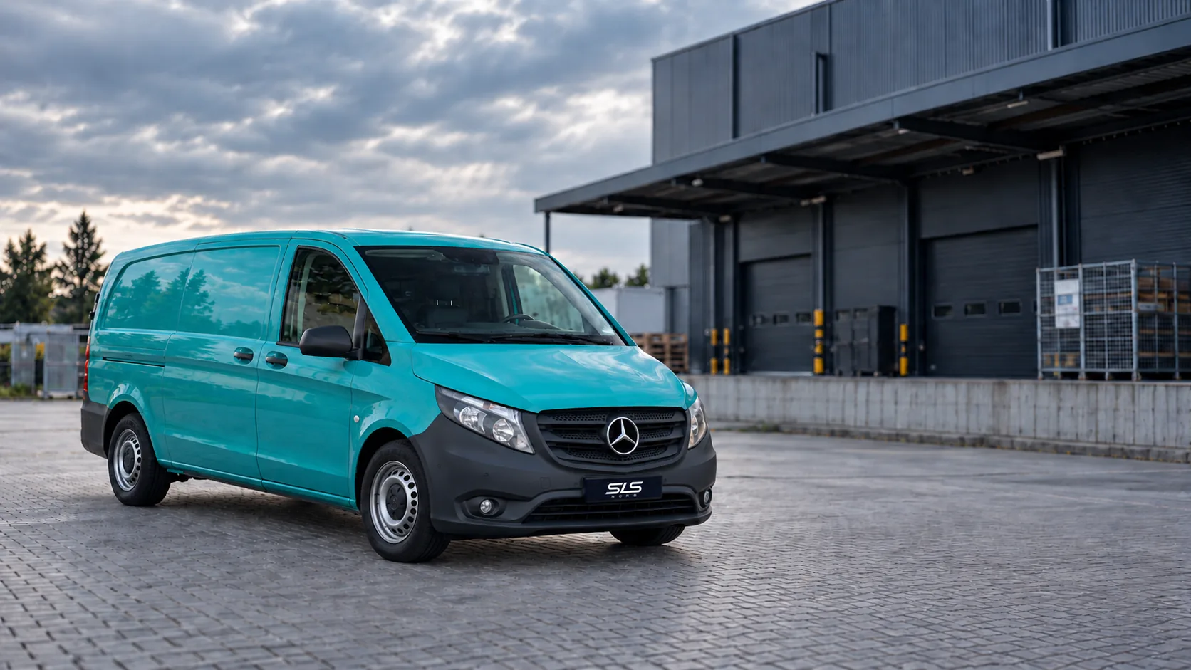 Vito Kastenwagen von SLS Nord vor einer Laderampe
